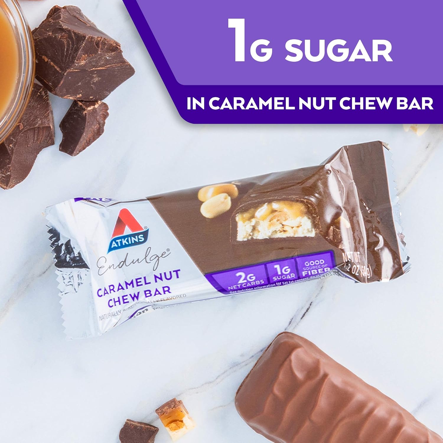 caramel, roasted peanut, and milk chocolate flavor coating