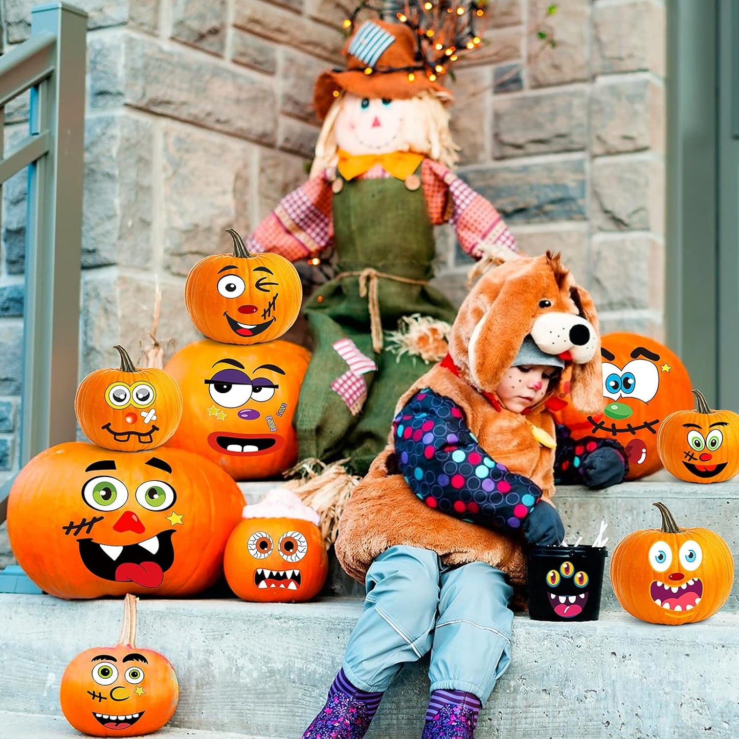 cartoon-style varied expressions for personalized pumpkin personalities