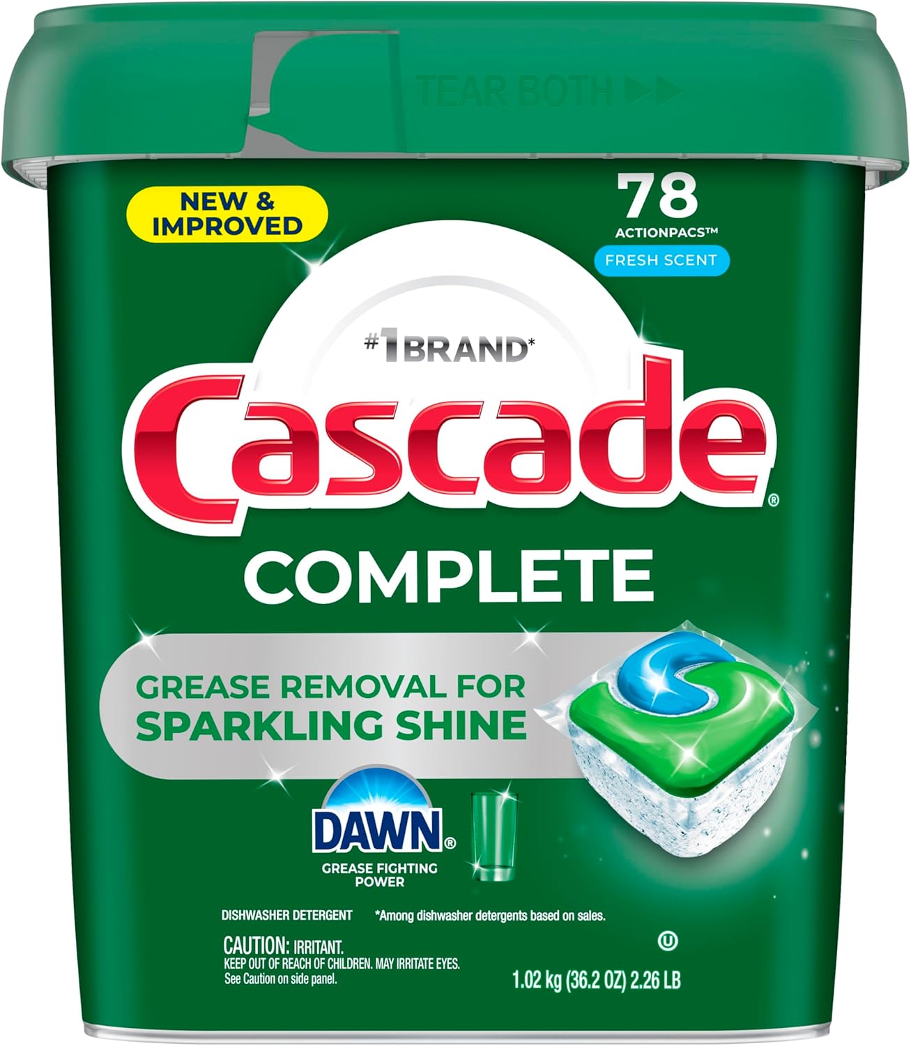 Cascade Complete ActionPacs – Home Office Kitchen Cleanup, Fast Dishwasher Detergent for Busy Professionals
