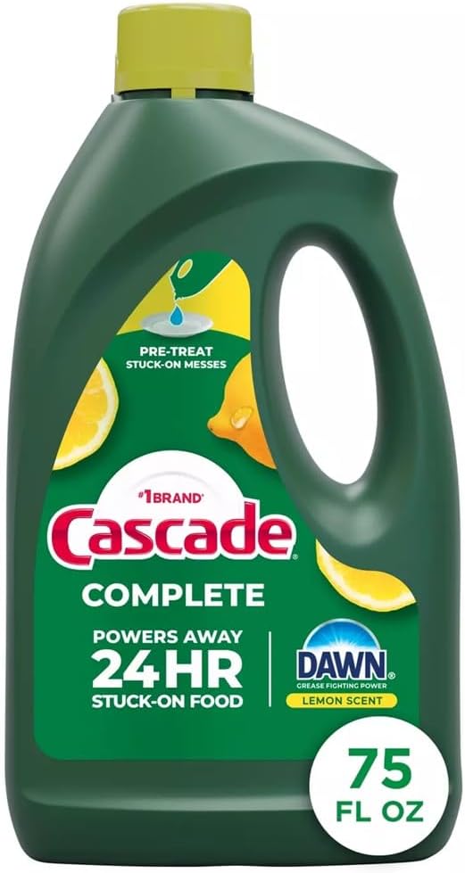 Cascade Complete Dishwasher Gel – Family Kitchen Dish Soap for Greasy Pots and Pans