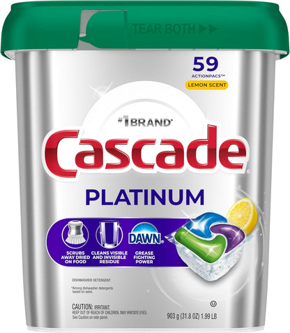 Cascade Platinum ActionPac Dish Detergent – Open-Plan Kitchen Cleanup, No Pre-Wash Routine
