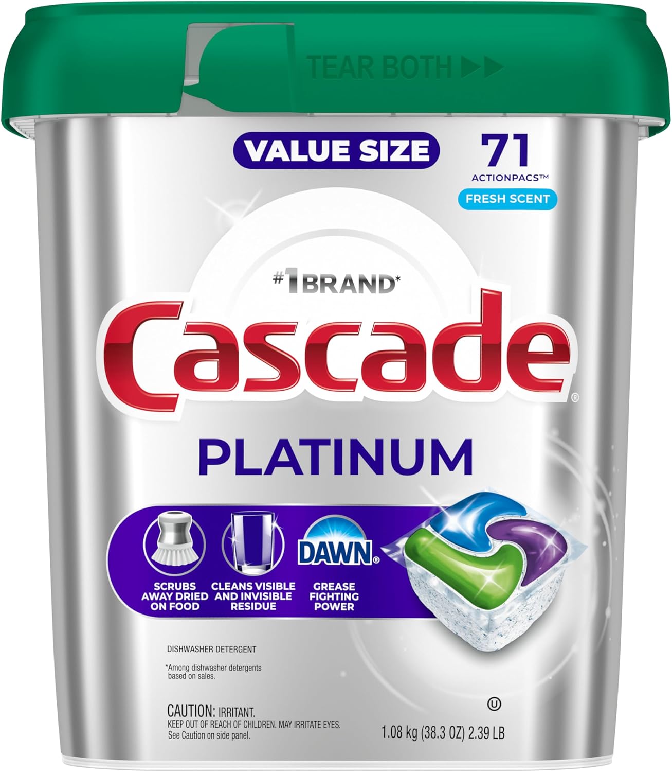 Cascade Platinum Dishwasher Pods, Dish Detergent Soap for Streamlined Home Office Routines, Fresh Scent 71 count