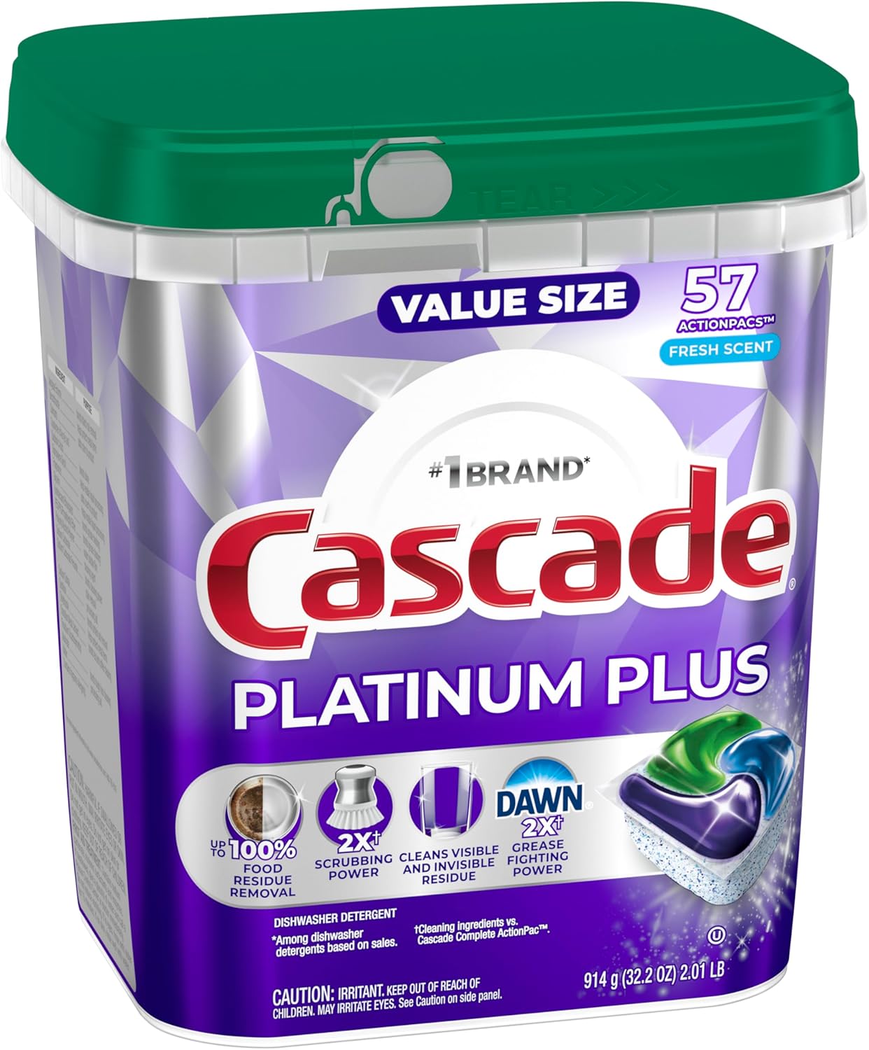 Cascade Platinum Plus Dishwasher Pods for Post-Entertaining Cleanup, Spotless Glassware After Dinner Parties