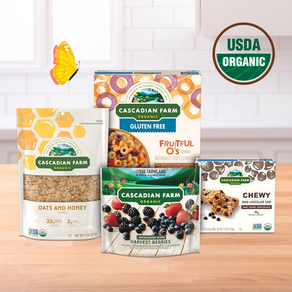 Cascadian Farm Organic Fruitful O's Cereal – Kid-Friendly Gluten-Free Breakfast Bowl for the Family Table