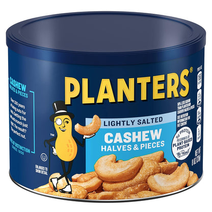 cashew halves and pieces roasted in peanut oil with sea salt