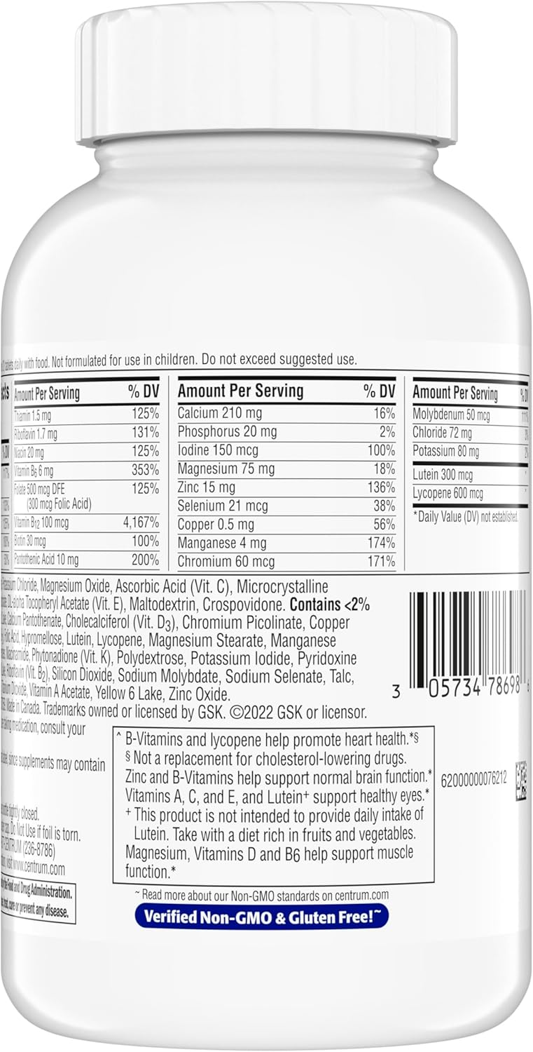 Centrum Silver Minis Multivitamin for Men 50+ – One Clean Daily Tablet to Replace a Cluttered Stack of Supplements