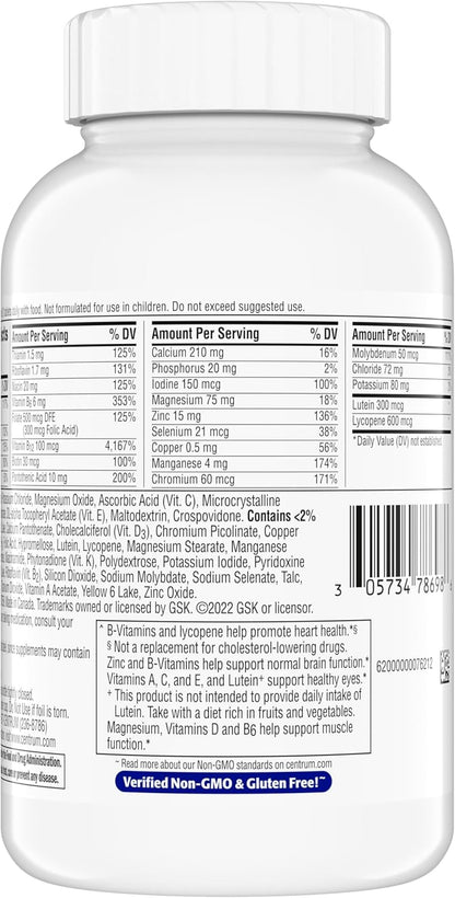 Centrum Silver Minis Multivitamin for Men 50+ – One Clean Daily Tablet to Replace a Cluttered Stack of Supplements