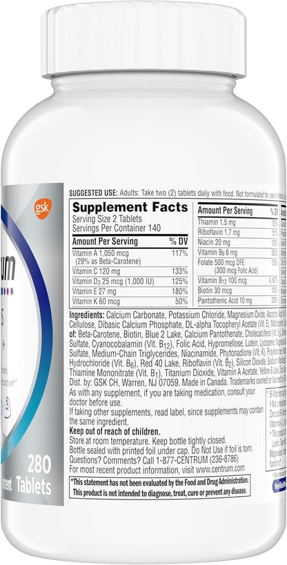 Centrum Silver Minis Multivitamin for Men 50+ – One Clean Daily Tablet to Replace a Cluttered Stack of Supplements