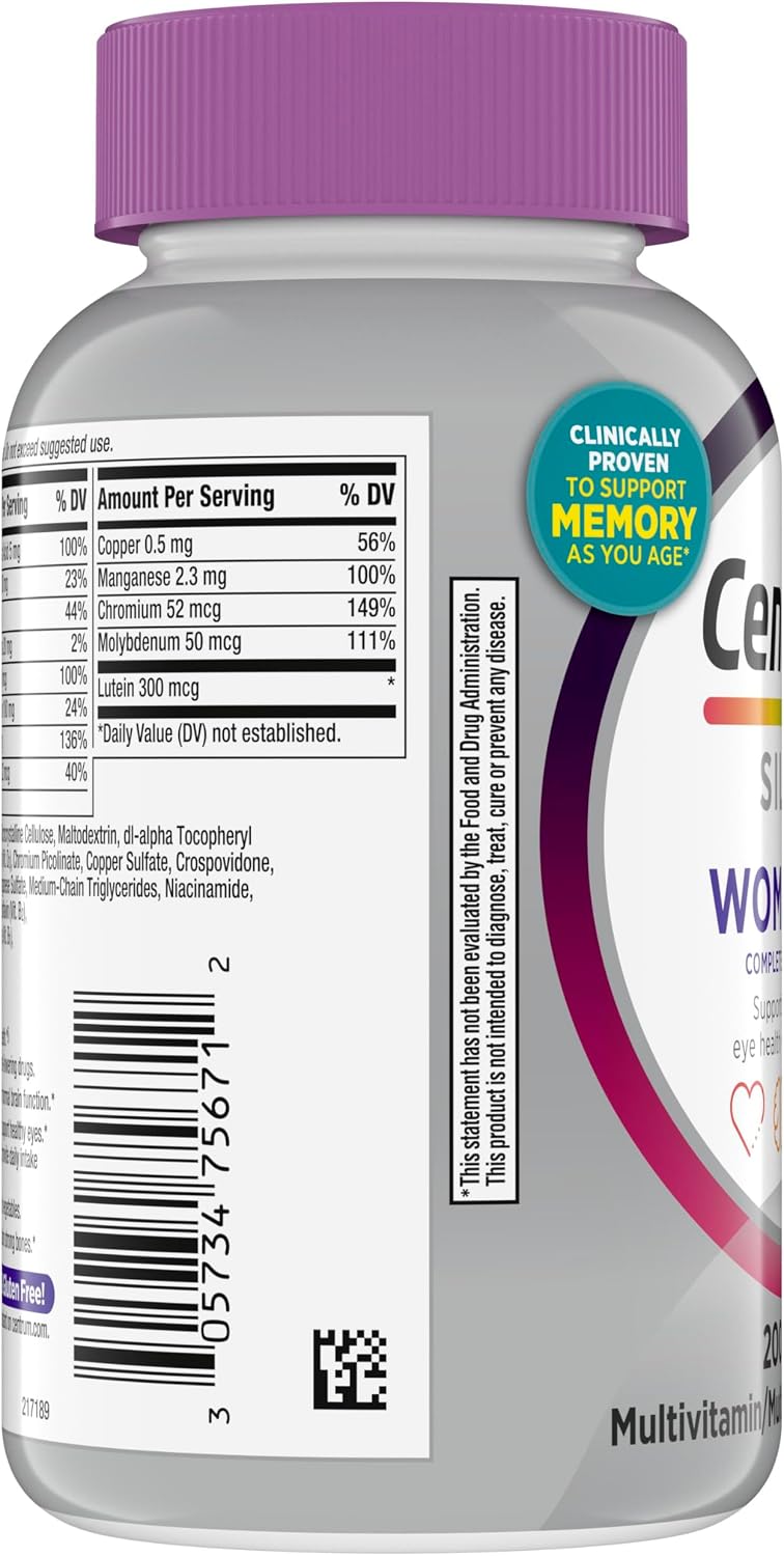 Centrum Silver Women 50+ Multivitamin – Morning Focus Supplement for GLP-1 Routine, Nutritional Gap Support - 200 Ct