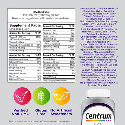 Centrum Silver Women 50+ Multivitamin – Morning Focus Supplement for GLP-1 Routine, Nutritional Gap Support - 200 Ct