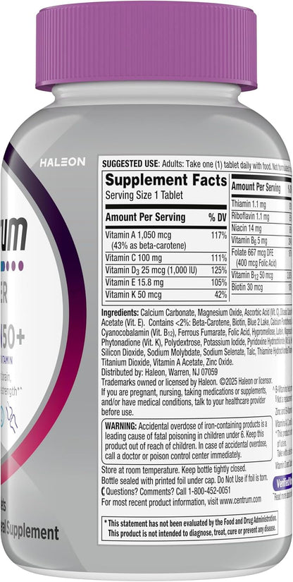 Centrum Silver Women 50+ Multivitamin – Morning Focus Supplement for GLP-1 Routine, Nutritional Gap Support - 200 Ct