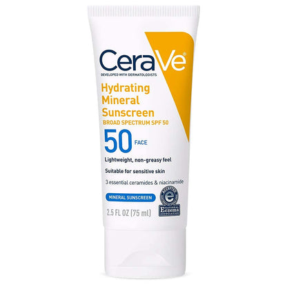 CeraVe 100% Mineral Sunscreen SPF 50 – Single-Step Daily SPF, Fragrance-Free Minimalist Skincare