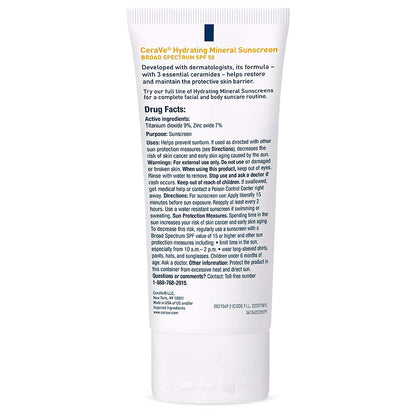 CeraVe 100% Mineral Sunscreen SPF 50 – Single-Step Daily SPF, Fragrance-Free Minimalist Skincare