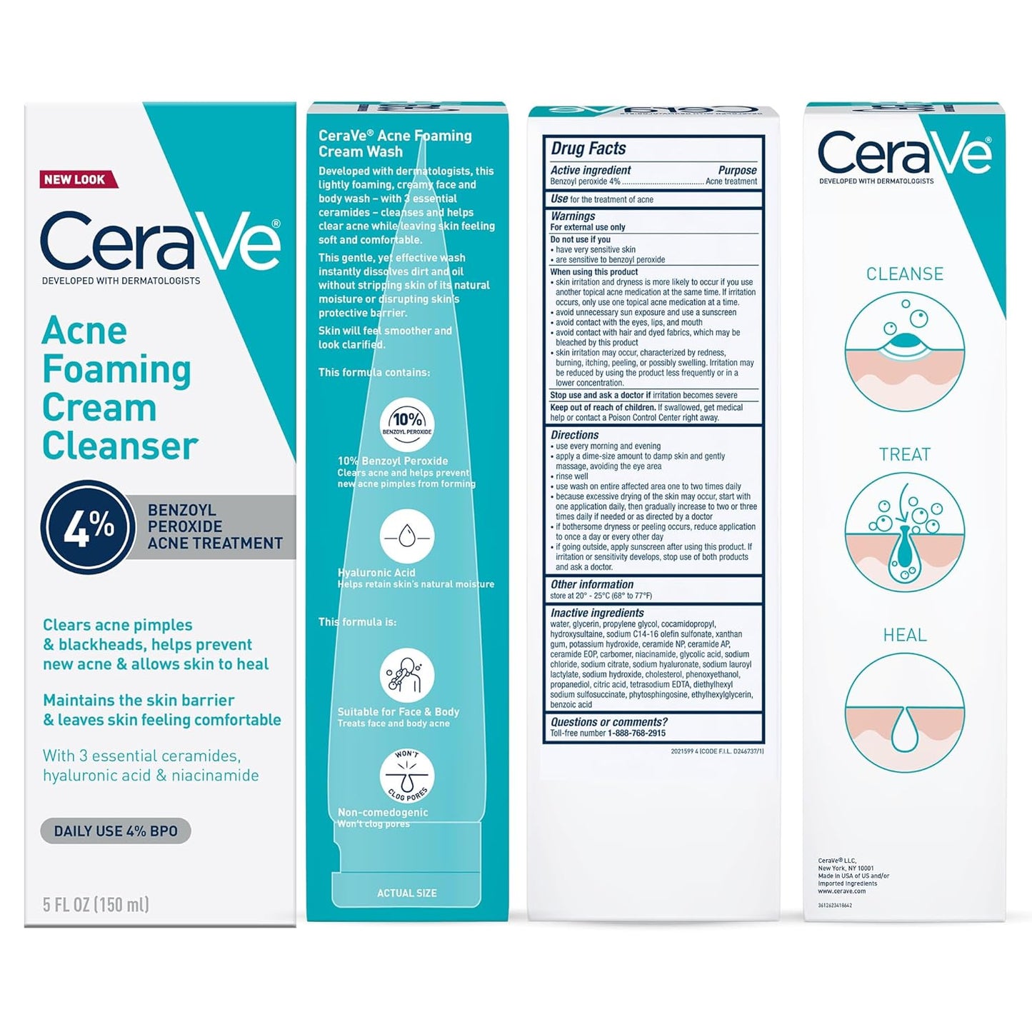 CeraVe Acne Foaming Cream Cleanser, Thoughtful Gift for Teens and Young Adults Dealing With Breakouts