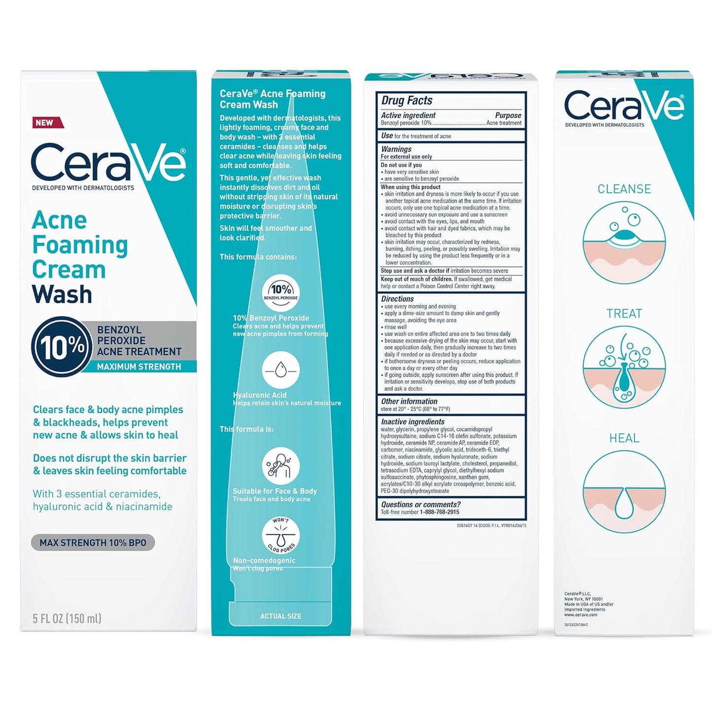 CeraVe Acne Foaming Cream Wash – Maximum-Strength OTC Acne Wash Without a Prescription