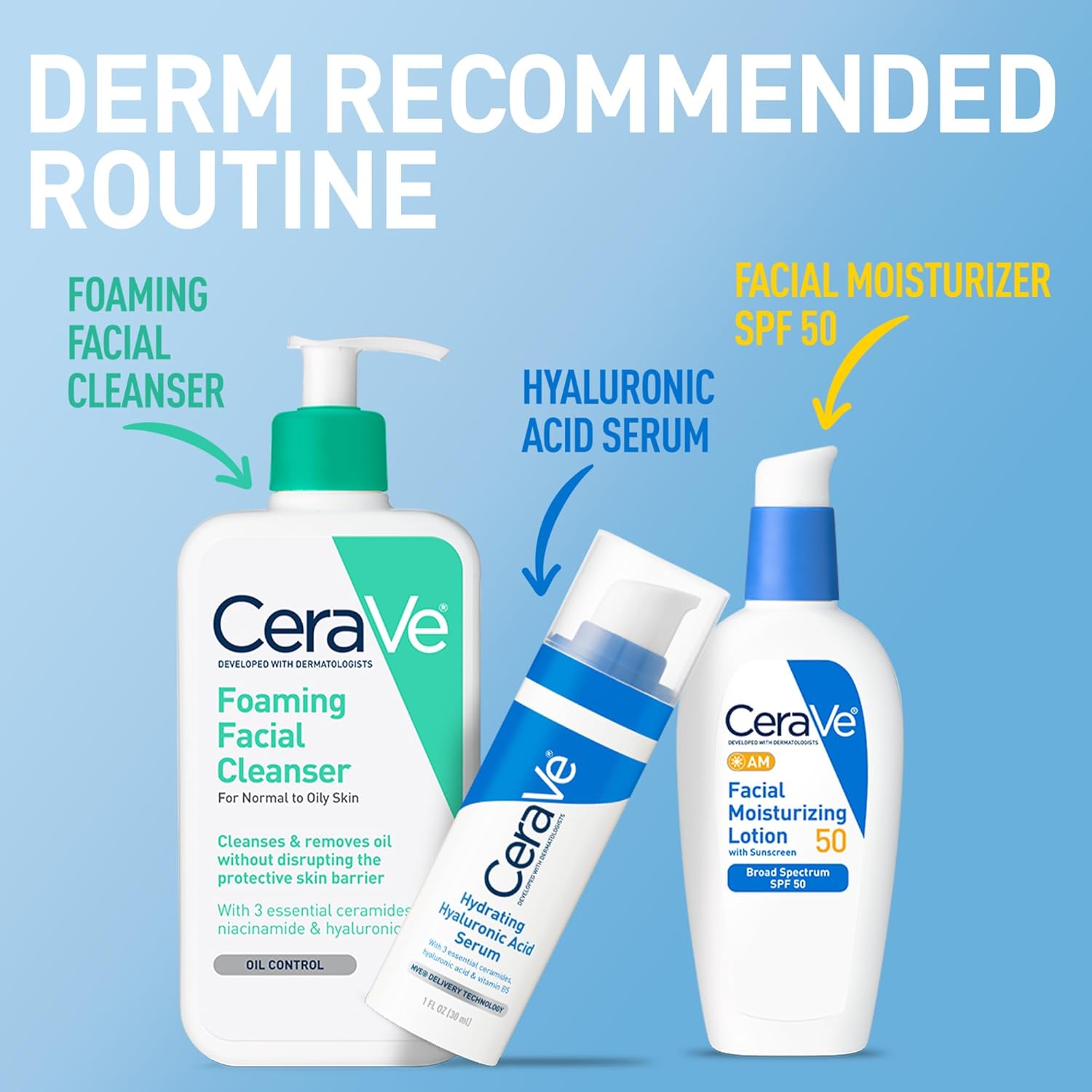 CeraVe AM Facial Moisturizing Lotion SPF 50 – Calming Daily Skincare Ritual with Ceramides & Niacinamide