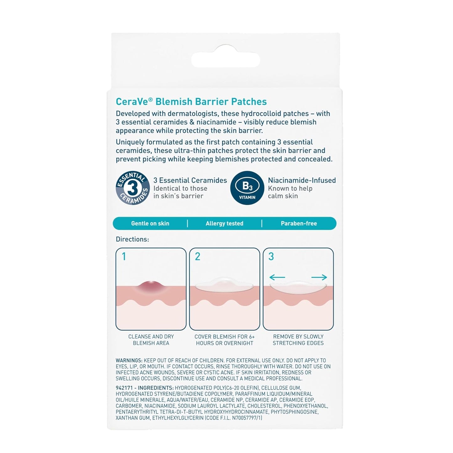 CeraVe Blemish Barrier Patches Allergy-Tested, Skin-Safe Spot Treatment for Sensitive and Reactive Skin Types