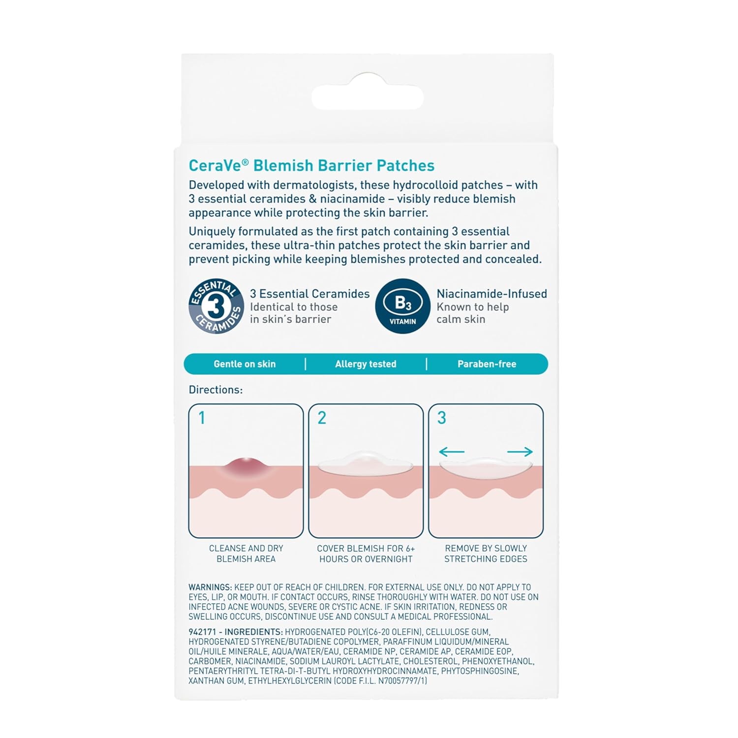 CeraVe Blemish Barrier Patches Allergy-Tested, Skin-Safe Spot Treatment for Sensitive and Reactive Skin Types