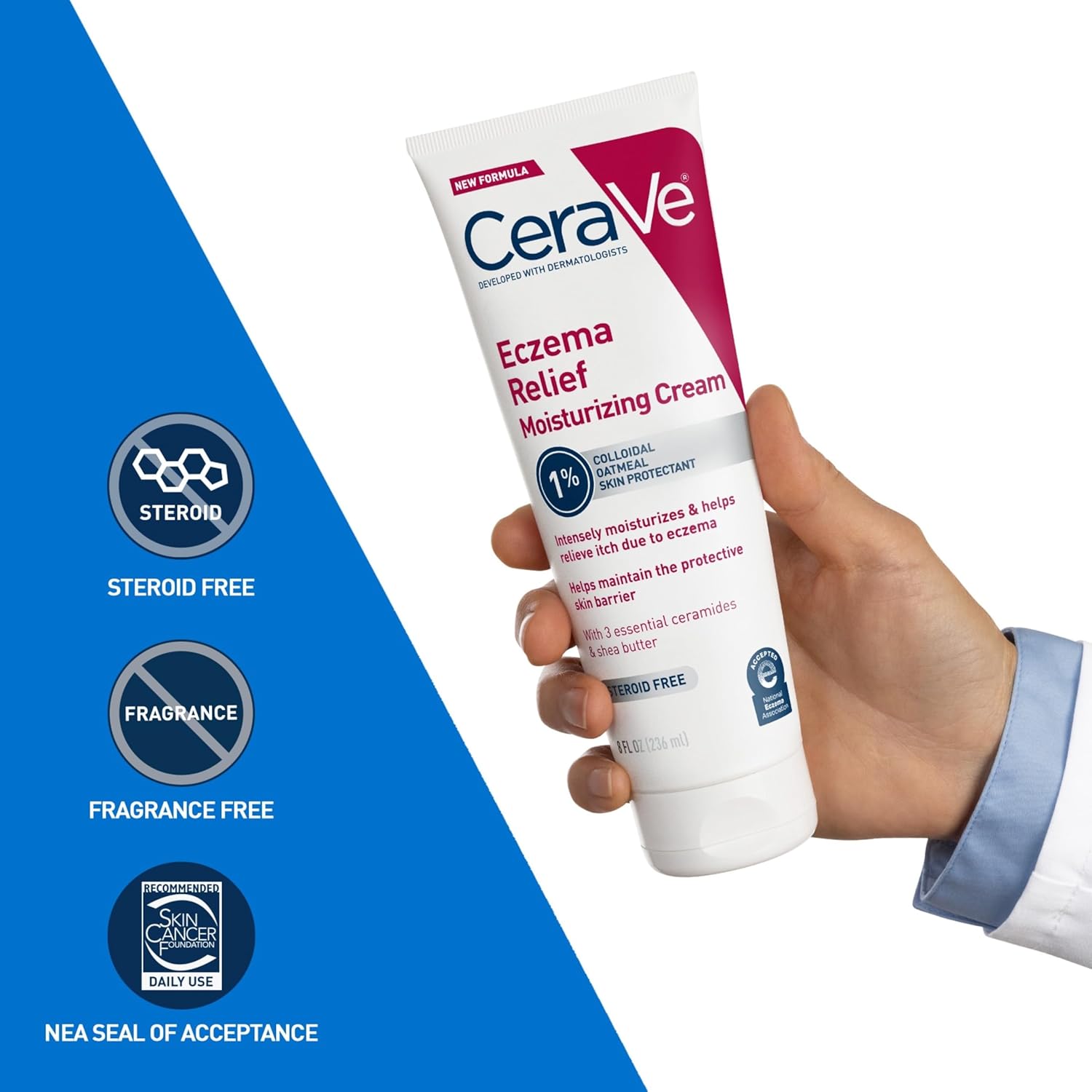 CeraVe Eczema Relief Moisturizing Cream – Thoughtful Self-Care Gift for Her, Sensitive Skin Friendly, 8oz