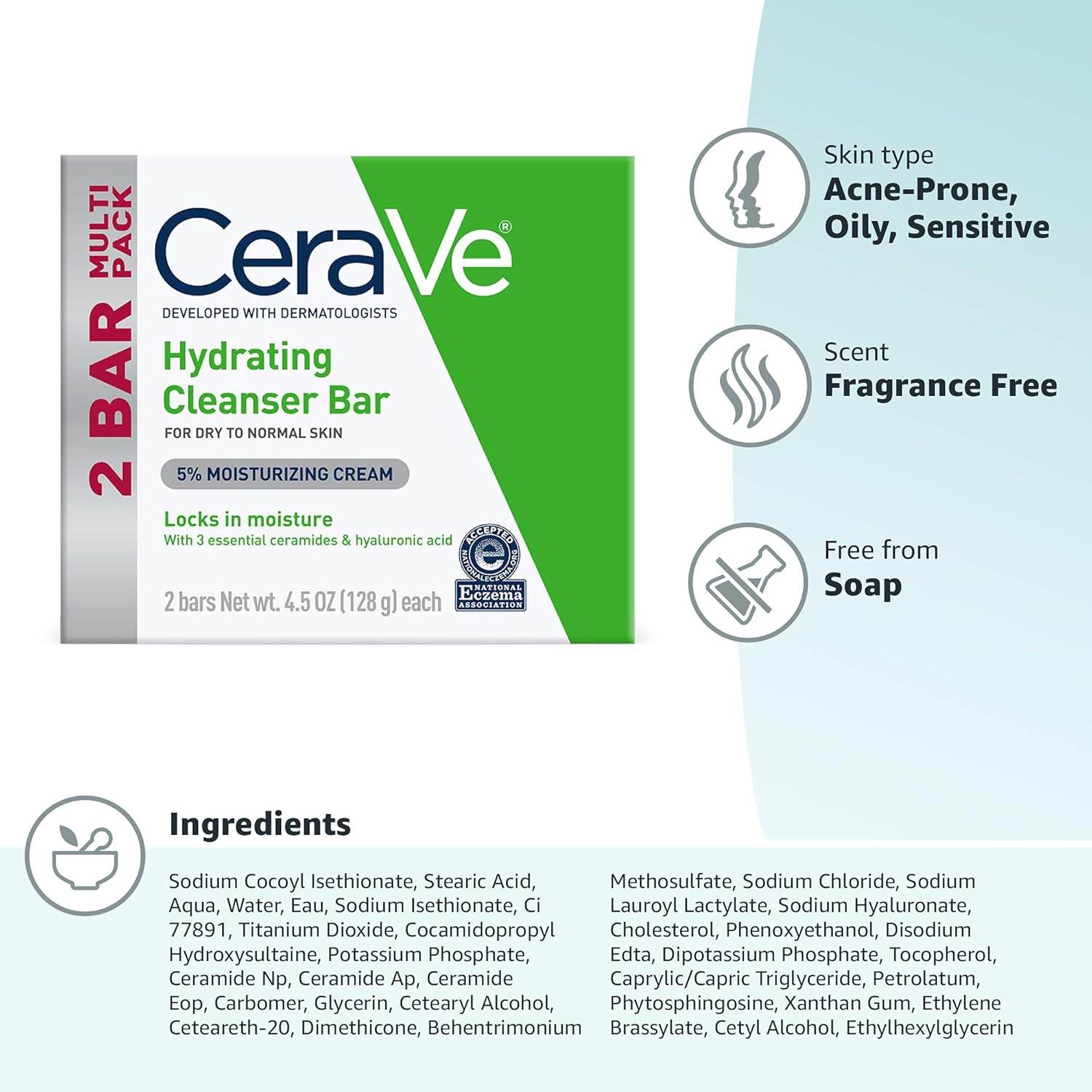 CeraVe Hydrating Cleanser Bar – Dermatologist-Developed Skincare for Your Daily Self-Care Ritual