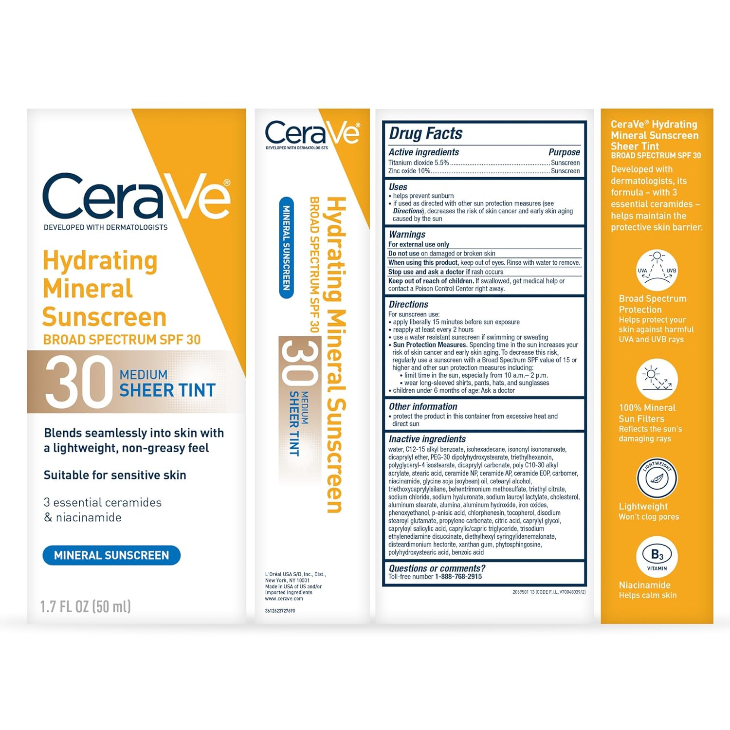 CeraVe Hydrating Mineral Sunscreen SPF 30 – Tinted Daily Ritual for Glowing, Protected Skin