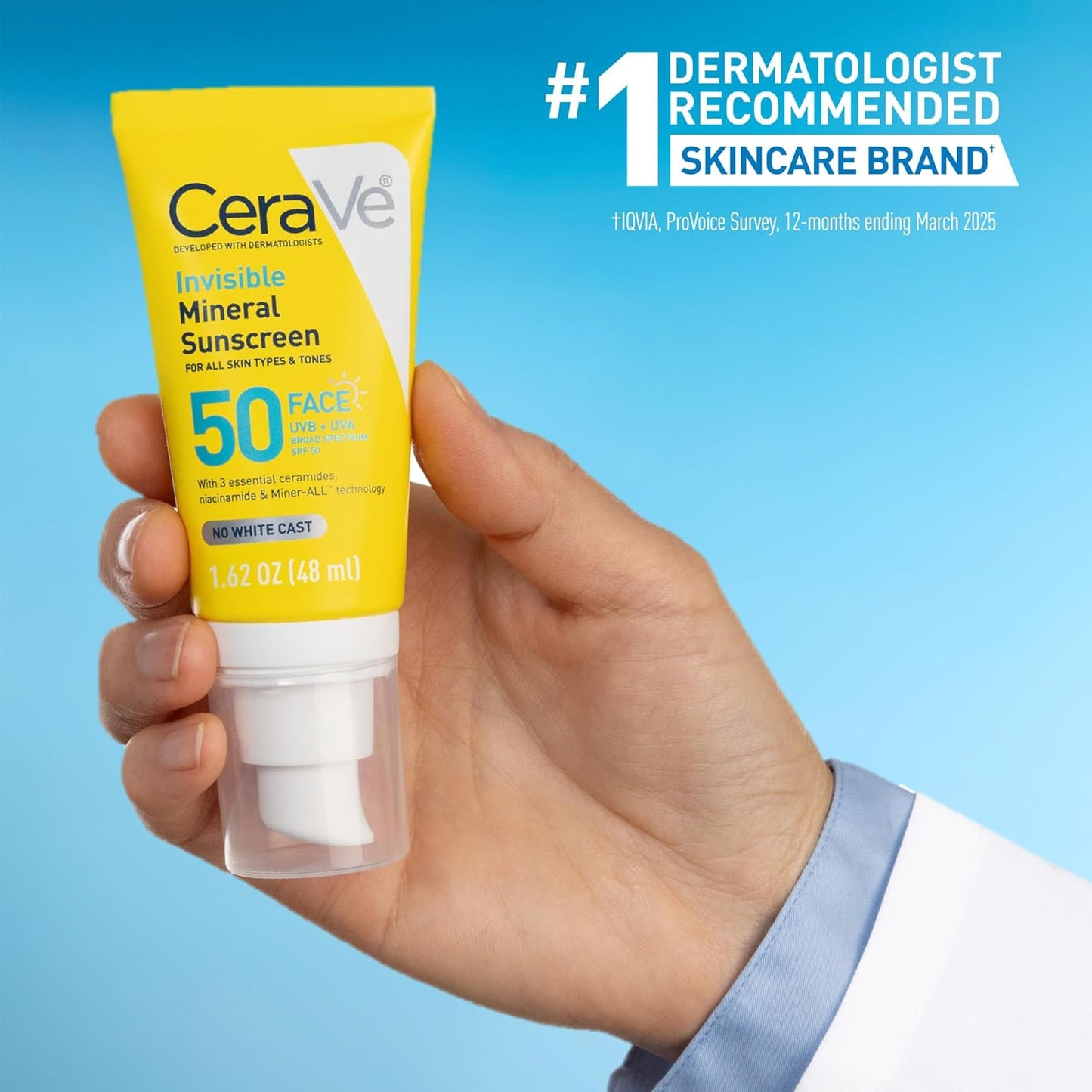 CeraVe Invisible Mineral SPF 50 – Skin-Safe Daily Sun Defense for Sensitive & Acne-Prone Skin