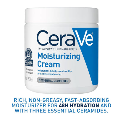 CeraVe Moisturizing Cream – Soothing Eczema-Prone Skin Care for Mindful Self-Care Nights, 19 oz Tub
