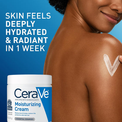 CeraVe Moisturizing Cream – Soothing Eczema-Prone Skin Care for Mindful Self-Care Nights, 19 oz Tub