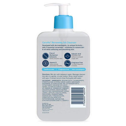 CeraVe Renewing Salicylic Acid Cleanser – Clean, Unscented Exfoliation for Streamlined Skincare