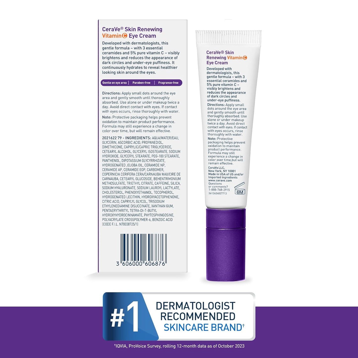 CeraVe Skin Renewing Vitamin C Eye Cream – Thoughtful Skincare Gift for Her, Brightening Anti-Aging Treat