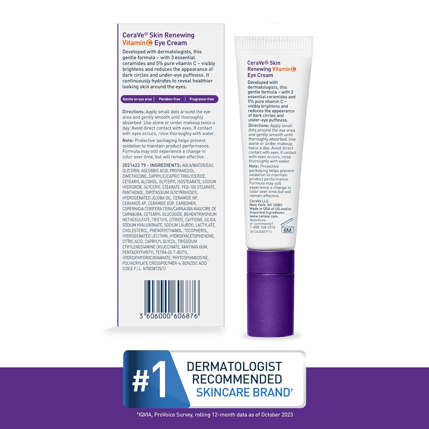 CeraVe Skin Renewing Vitamin C Eye Cream – Thoughtful Skincare Gift for Her, Brightening Anti-Aging Treat