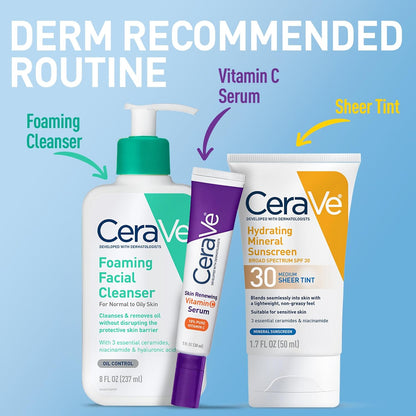 CeraVe Tinted Mineral Sunscreen SPF 30 – One-Step Essentials for Clean Skincare