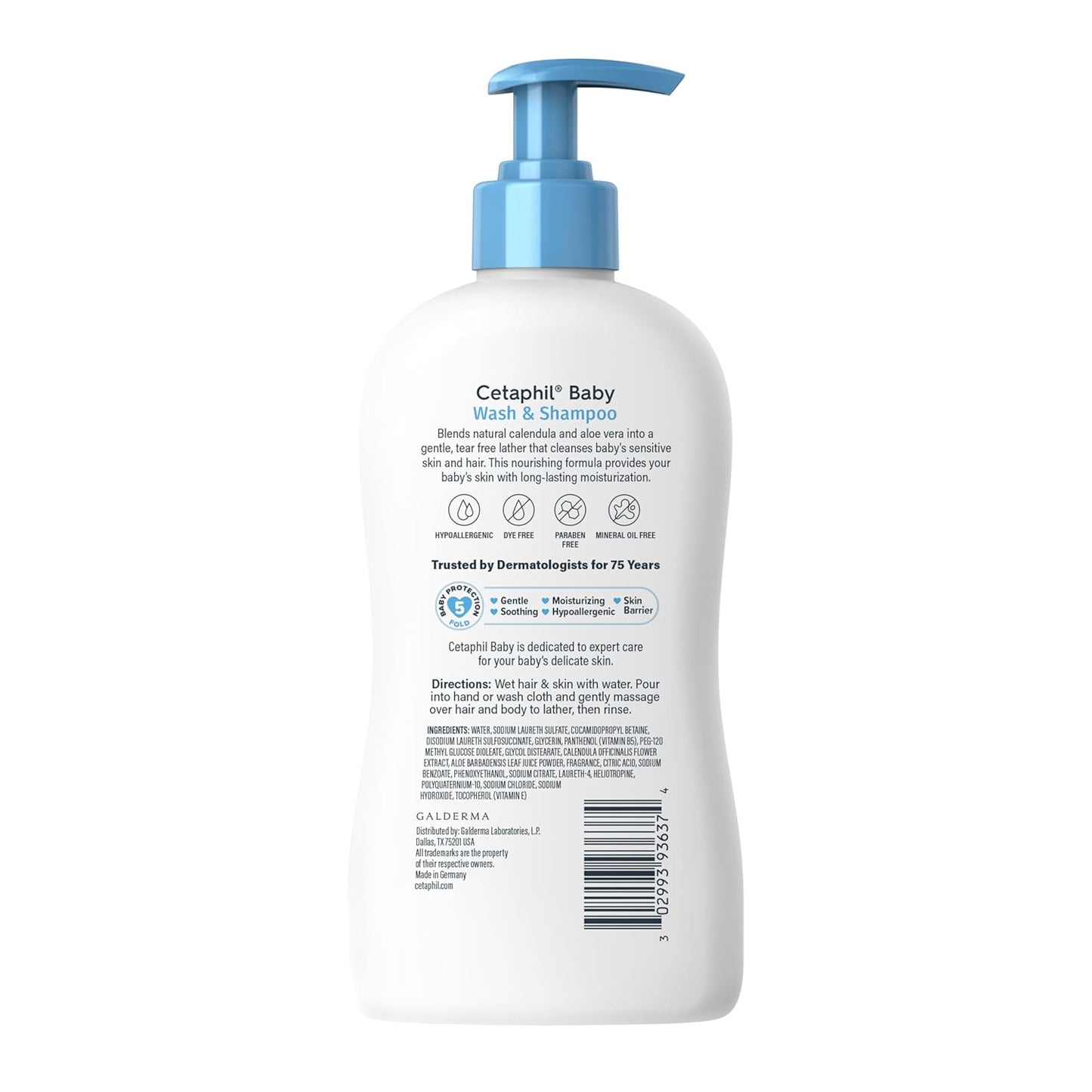Cetaphil Baby Wash & Shampoo – Dermatologist-Tested Tear-Free Cleanser for Eczema-Prone and Allergy-Sensitive Baby Skin