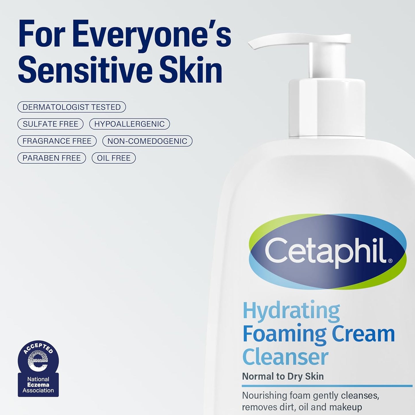 Cetaphil Cream to Foam Face Wash – Hypoallergenic Daily Cleanser for Allergy-Prone Sensitive Skin