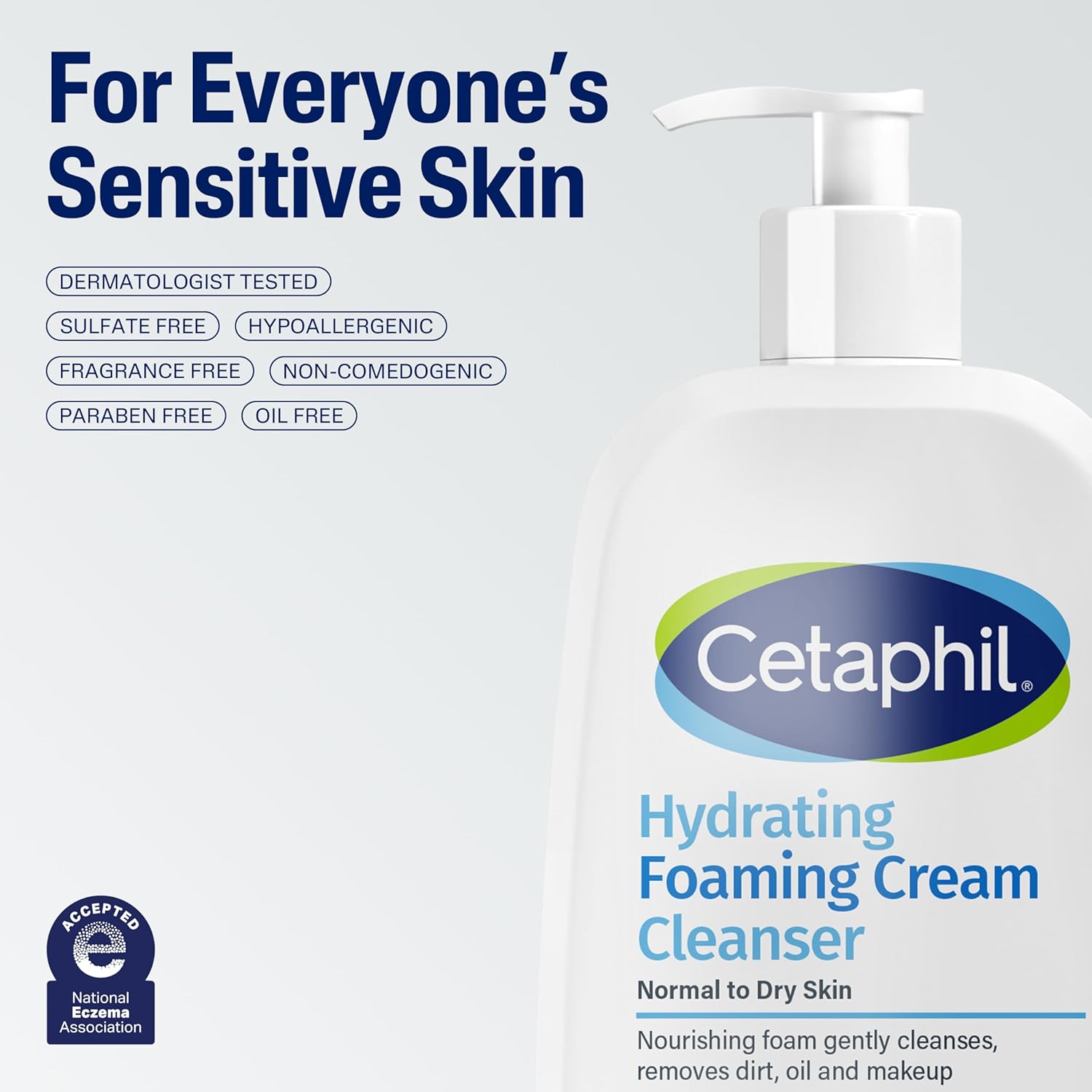 Cetaphil Cream to Foam Face Wash – Hypoallergenic Daily Cleanser for Allergy-Prone Sensitive Skin