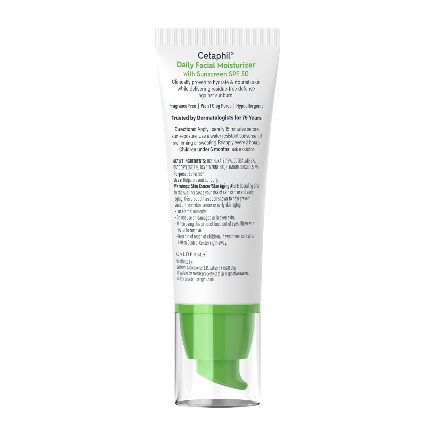 Cetaphil Daily Facial Moisturizer SPF 50 – Streamlined 3-in-1 Skincare for a Clutter-Free Vanity, Fragrance-Free
