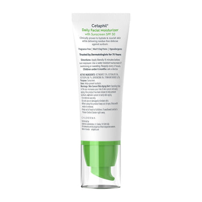 Cetaphil Daily Facial Moisturizer SPF 50 – Streamlined 3-in-1 Skincare for a Clutter-Free Vanity, Fragrance-Free