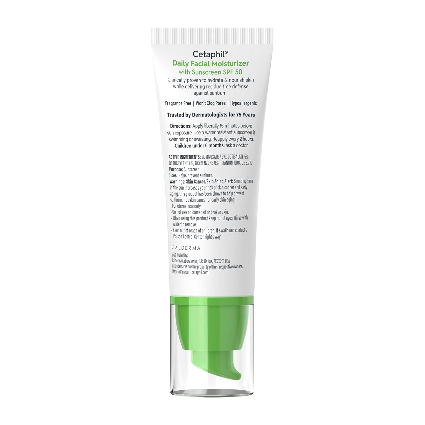 Cetaphil Daily Facial Moisturizer SPF 50 – Travel-Ready Sun Protection for Hiking and Beach Days, Non-Greasy Finish