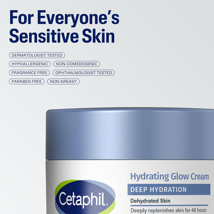 Cetaphil Deep Hydration Healthy Glow Daily Face Cream – Streamlined Daily Moisturizer for a Simple Sensitive Skin Routine