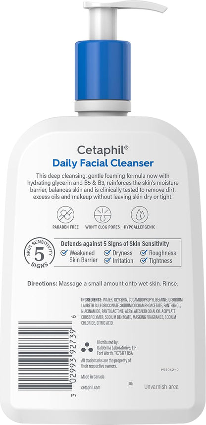 Cetaphil Foaming Face Wash – Dermatologist-Recommended Daily Cleanser for Sensitive, Oily Skin