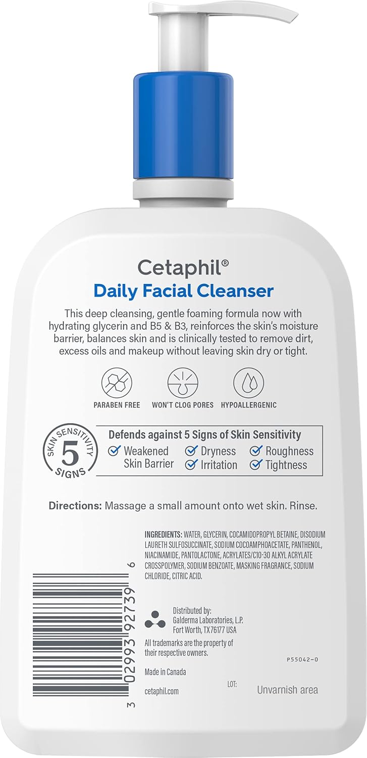 Cetaphil Foaming Face Wash – Streamlined Daily Cleanser for Sensitive, Combination to Oily Skin