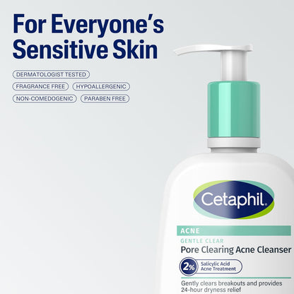 Cetaphil Gentle Clear Acne Cleanser – Dermatologist-Recommended Sensitive-Skin Wash With Hypoallergenic, Fragrance-Free Formula