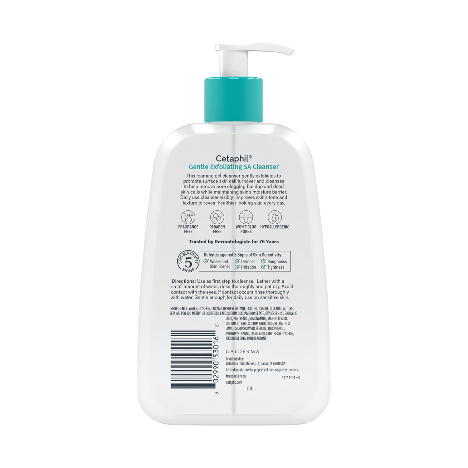 Cetaphil Gentle Exfoliating SA Cleanser – Clean-Label Foaming Wash for Uncluttered Bathroom Counter & Daily Use