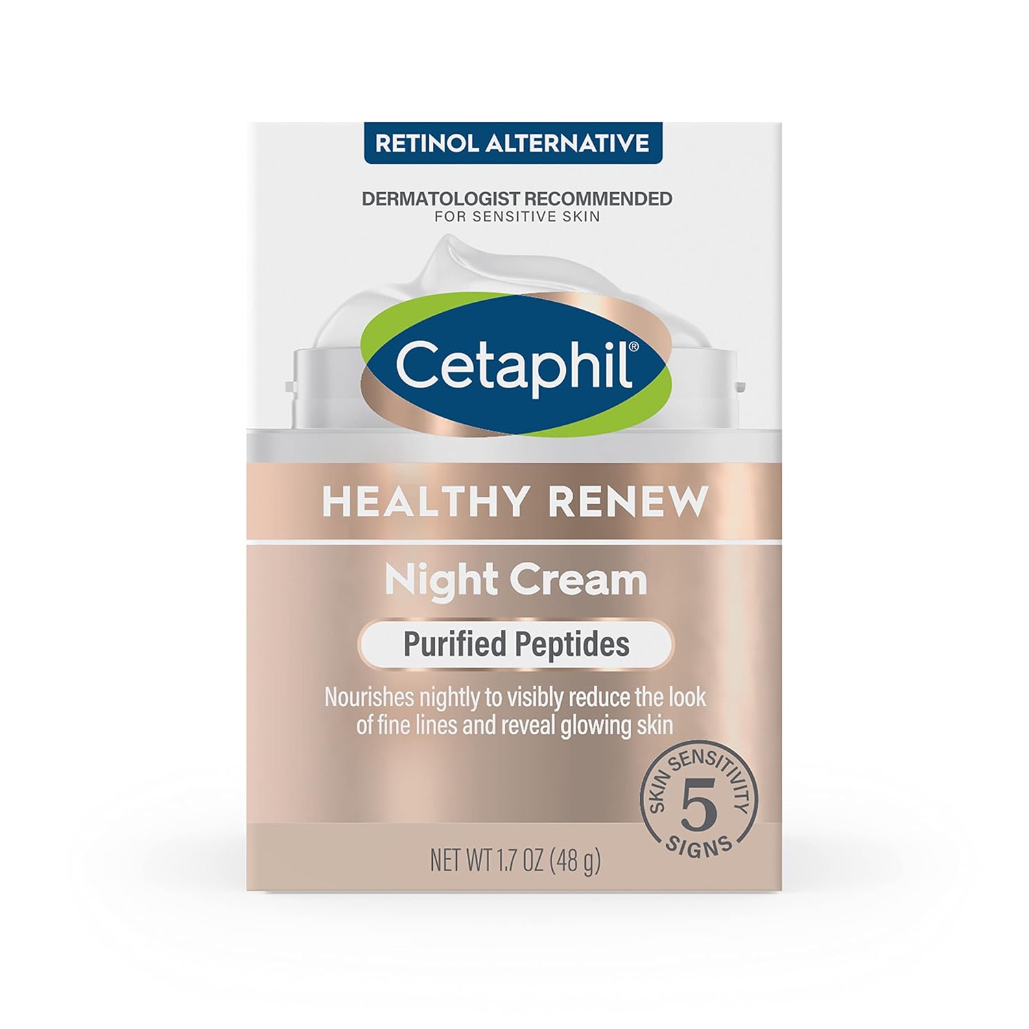 Cetaphil Healthy Renew Night Cream – Premium Anti-Aging Treatment for the Vanity, Dermatologist-Tested Peptide Cream