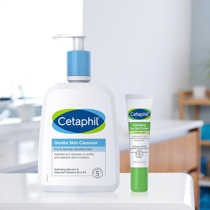 Cetaphil Hydrating Eye Gel-Cream – Premium Under-Eye Treatment with Hyaluronic Acid, 24-Hour Deep Hydration