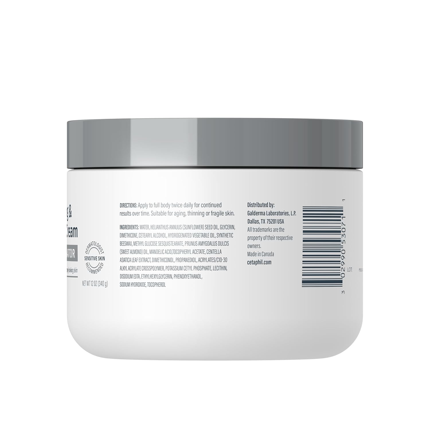 Cetaphil Skin Activator Hydrating & Firming Body Cream 12oz – Calming Nightly Body Care Ritual for Mature Skin, Fragrance Free Moisturizer