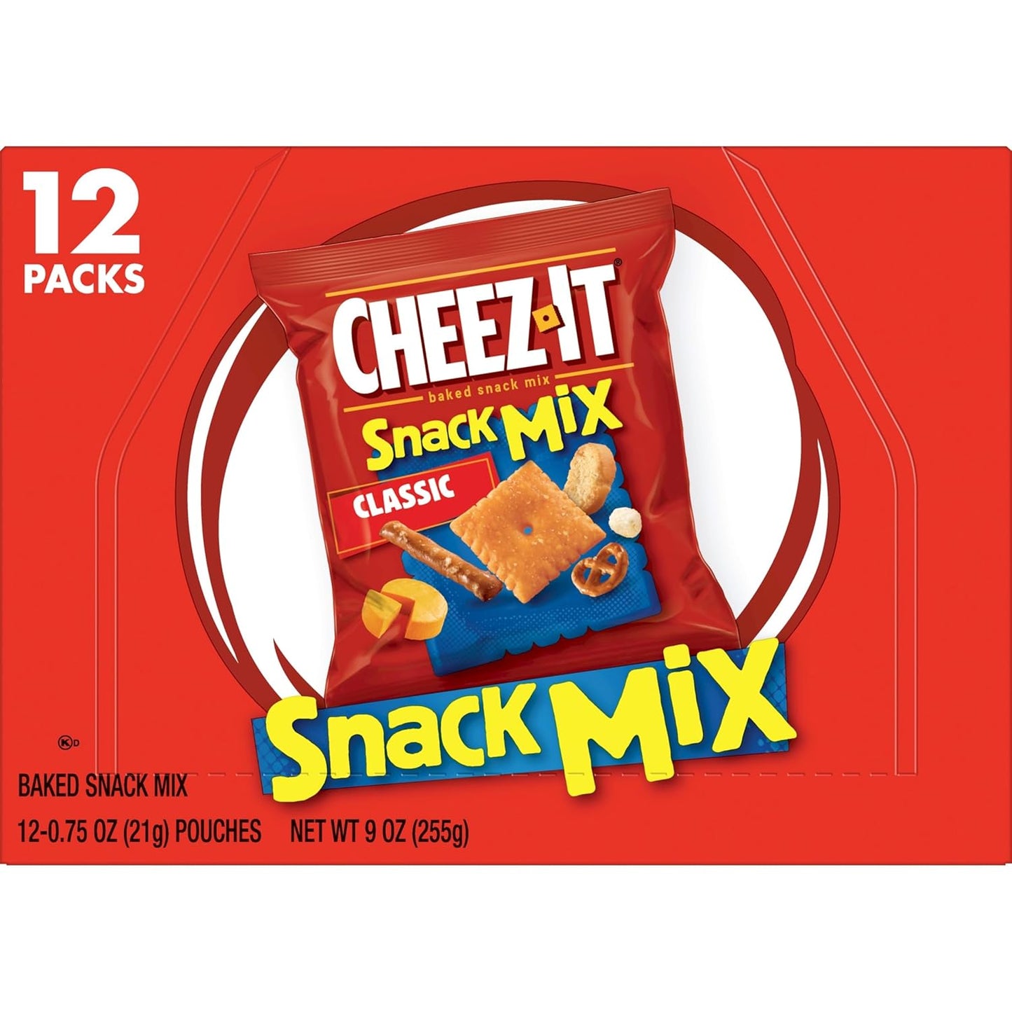 Cheez-It Snack Mix, Office Snack for Workstations, 12 Single-Serve Pouches for the Break Room and Shared Kitchens