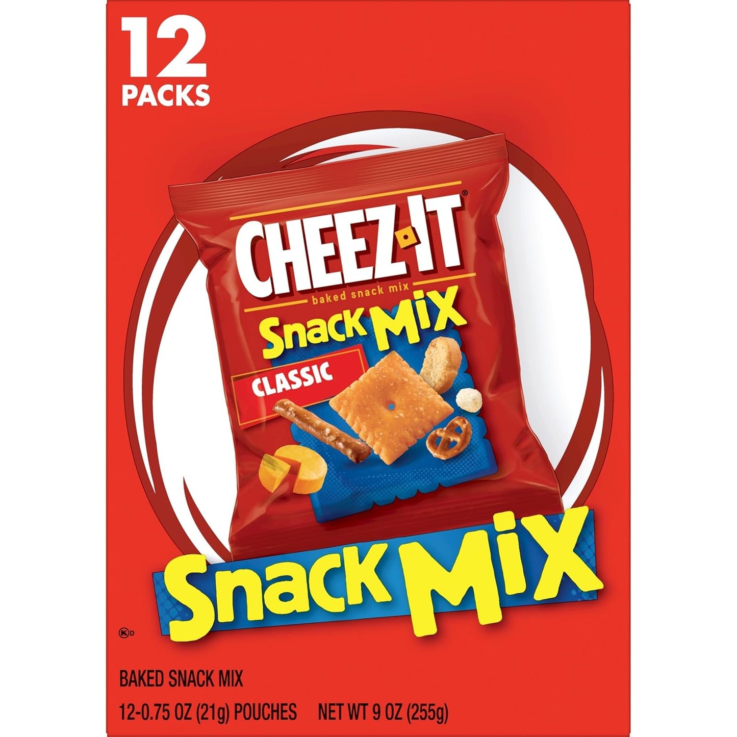 Cheez-It Snack Mix, Office Snack for Workstations, 12 Single-Serve Pouches for the Break Room and Shared Kitchens