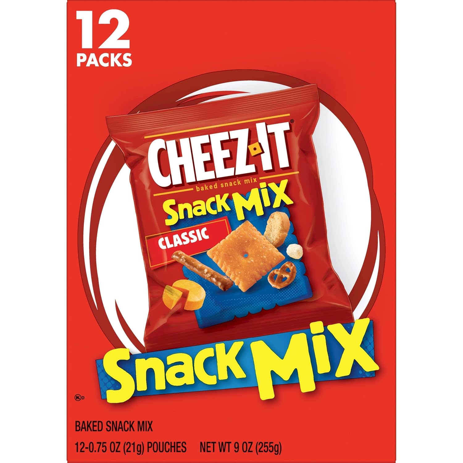 Cheez-It Snack Mix, Office Snack for Workstations, 12 Single-Serve Pouches for the Break Room and Shared Kitchens