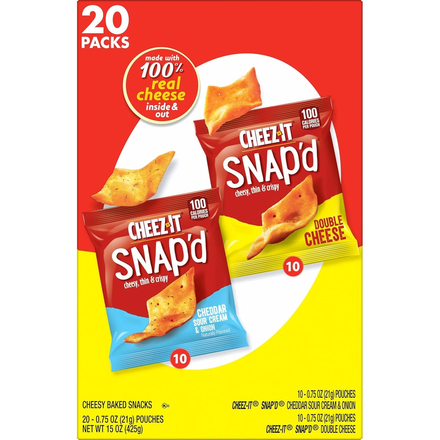 Cheez-It Snap'd Kids Lunchbox Snack Pack, Thin Crispy Cheese Cracker Chips for School